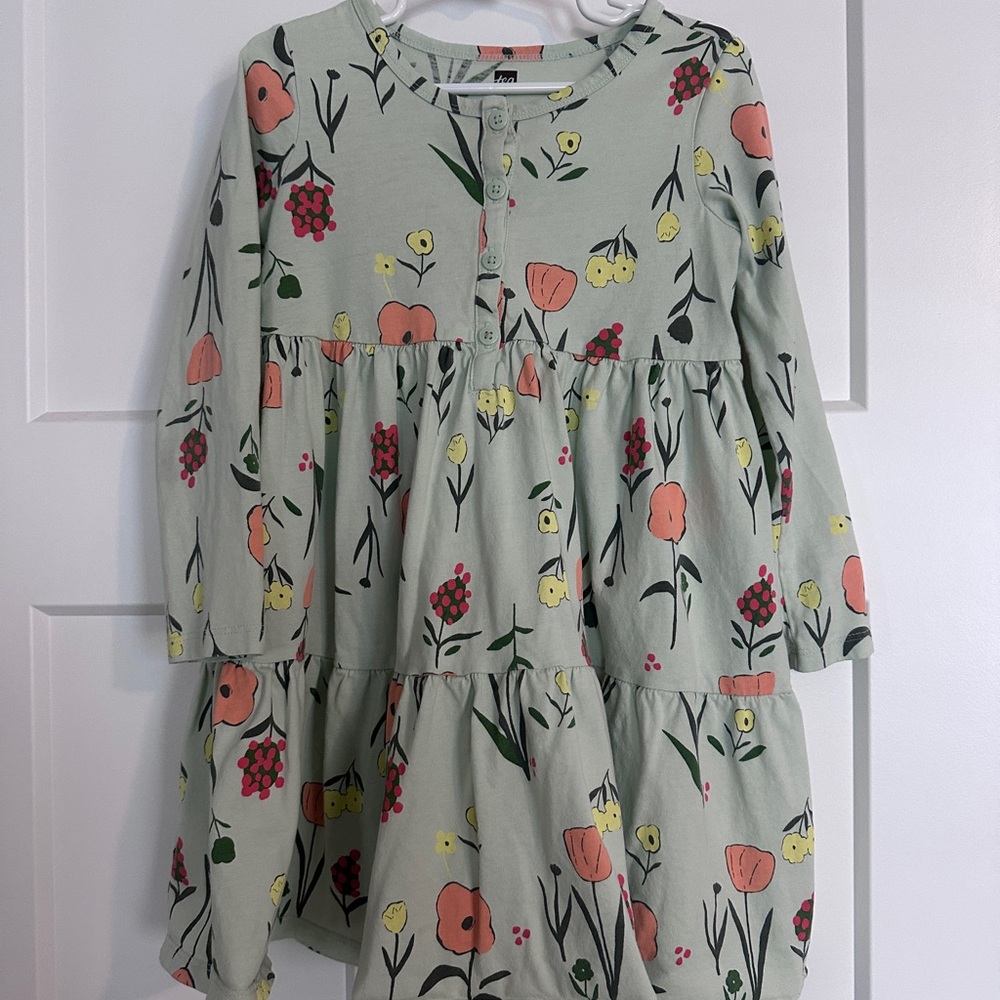 Floral Kids Dress in Green by Tea Collection